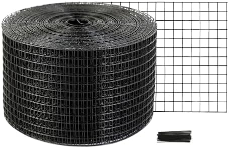 VEVOR 8inch x 98ft Critter Guard for Solar Panels, PVC Coated Wire Mesh Roll Kit with 50pcs Ties for Pigeon Deterrent, Bird, Squirrel Proof, Black