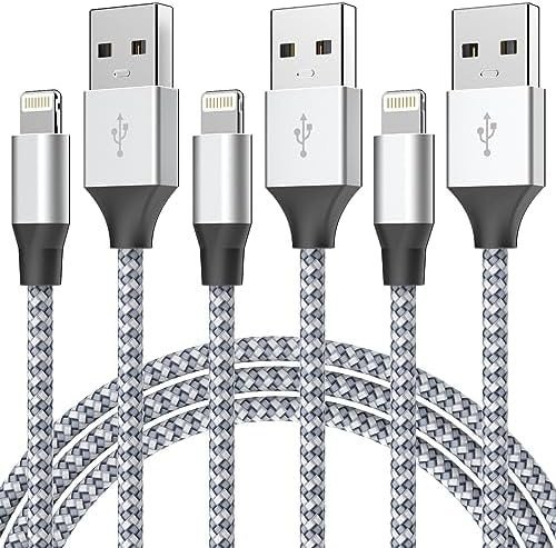 Durable iPhone Charger Cord 6FT 3Pack [Apple MFi Certified] Lightning Cable Nylon Braided iPhone Cord Fast Charging Cable Compatible with iPhone 14/13/12 Pro Max/12Pro/11