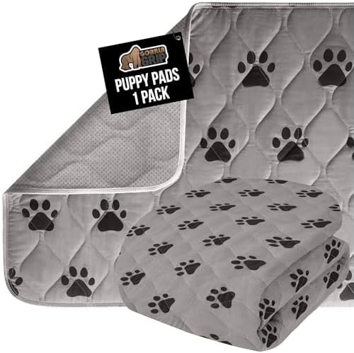GORILLA GRIP Washable Puppy Pads, 40x26, Slip Resistant Dog Crate Mat, Waterproof Cloth Pee Pad for Training Puppies in Playpen, Reusable Pet Incontinence Blanket, Protects Sofa, Furniture, Floors