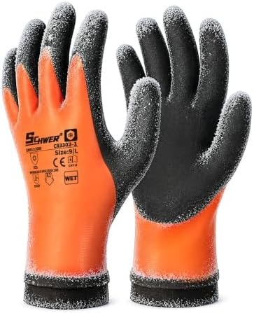 Schwer 100% Waterproof Winter Work Gloves Latex Coated, CR3302-1, L