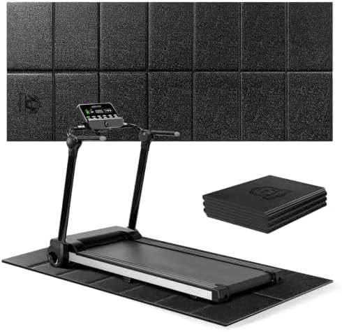 HAPBEAR Treadmill Mat, 55"x24"/68"x24"/79"x35.5" Non-Slip Foldable Exercise Equipment Mat for Walking Pad, Weight Bench, Noise Reducing Shock Absorbing Floor Protector for Home Gym, Carpet & Hardwood Floors