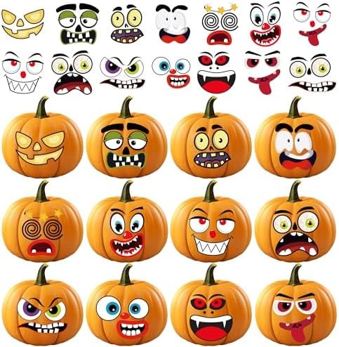 OHOME Halloween Party Favors - 36 Pack DIY Pumpkin Face Stickers for Kids - Halloween Games Toys Gifts Crafts Treats Accessories - Trick-or-Treat Pumpkin Decorations Activities Party Supplies