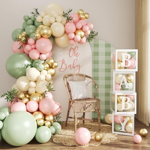 CROSSFINGERS Pink and Green Baby Shower Decorations for Girls