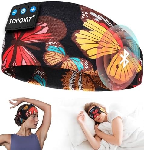TOPOINT Sleep Headphones Bluetooth 5.4, Sports Earphones Sleeping Bluetooth Wireless with USB C for Women Men Sports Gifts Workout Jogging Yoga Insomnia Air Travel Meditation
