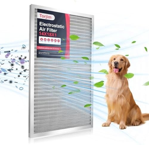 Torjim 14x18x1 MERV8 Washable Reusable Electrostatic Air Filter, AC/HVAC Furnace Filter, Permanent Air Filter, Breathe Fresher, Easy Install