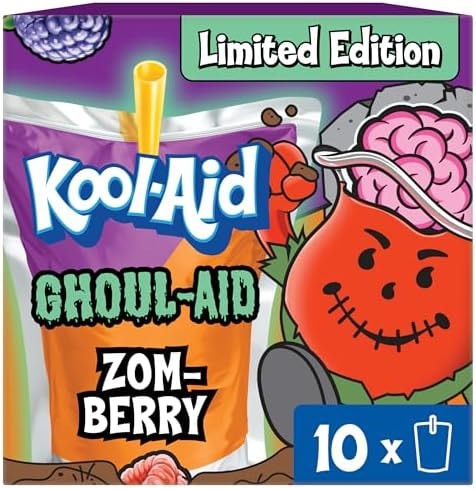 Kool-Aid Ghoul-Aid Drink, 10 Pouches Zom-Berry Flavor, 6 fl oz