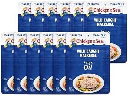 Chicken of the Sea Mackerel in Oil, 2.5 oz. Packet (Box of 12), Wild Caught