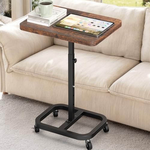 Adjustable Height Mobile TV Tray Table，Portable Laptop Desk for Eating