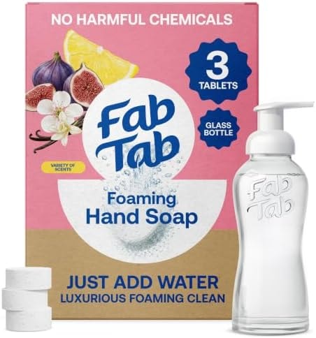 Fab Tab Foaming Hand Soap Tablets 1 Bottle + 3 Tablets Refill, Variety