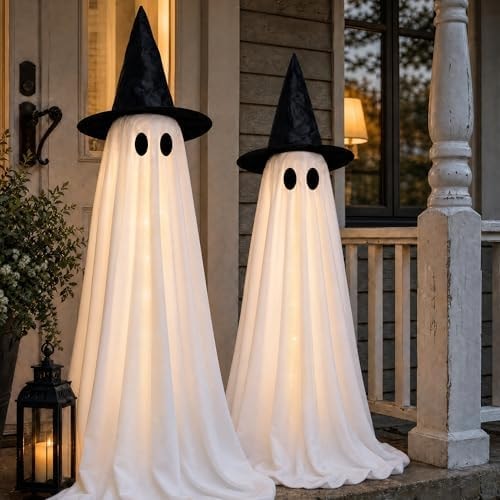 Halloween Decorations Indoor -2 Packs Light Up Ghost with Lights