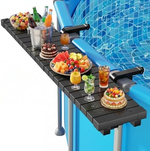 Kompoll Pool Bar Heavy Duty & Stable Poolside Bar for Above Ground Pool, Fits Top Rails up to 4.48" or Less, Holds 110 lbs, 49.4" x9.6"Swim Up Bar for Frame Round & Oval Above Ground Pools Accessories