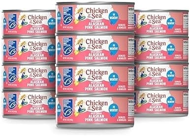 Chicken of the Sea Alaskan Pink Canned Salmon in Water, 5 Ounce Cans, 12-Count – High Protein Skinless & Boneless Wild Caught Salmon – Delicious Wild Salmon for Burgers, Pasta, & More