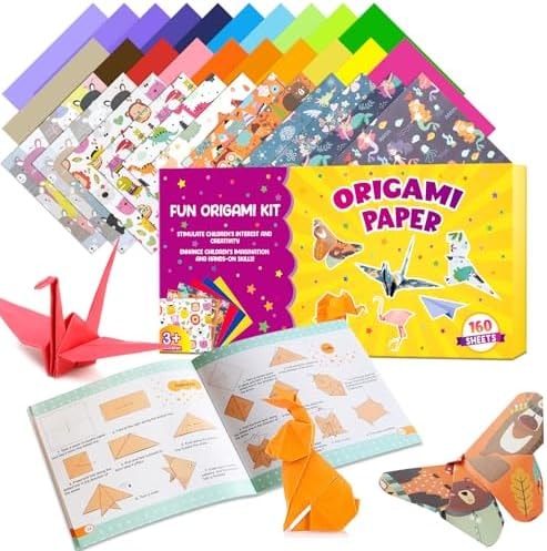 Pigipigi Kids Craft Origami Paper | 160 Pcs Origami Kit for Kids Ages 5-12