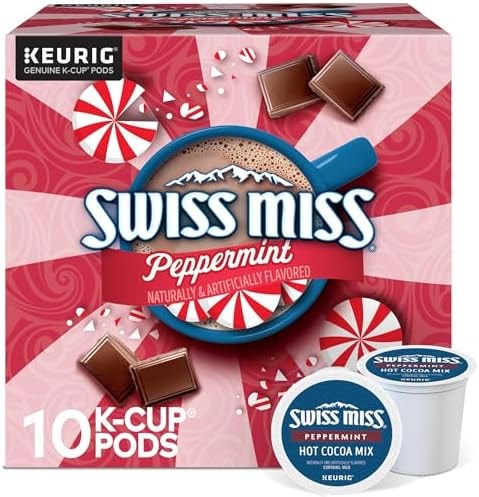 Swiss Miss Peppermint Hot Cocoa, Keurig Single-Serve K-Cup Pods, 10 Count