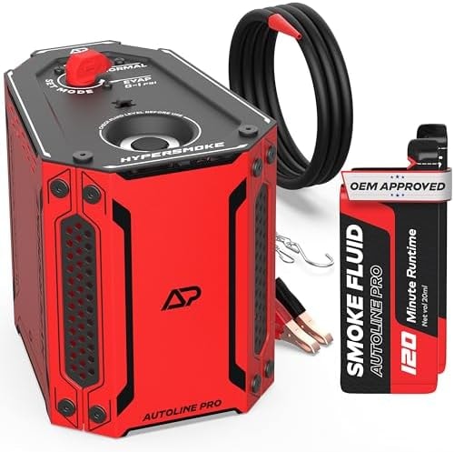 AutoLine Pro HyperSmoke™ Automotive Smoke Machine EVAP Vacuum Leak Tester – Adjustable Pressure – OEM Approved Smoke Fluid – Built-in Air Compressor Motor - Includes Smoke Fluid x2.