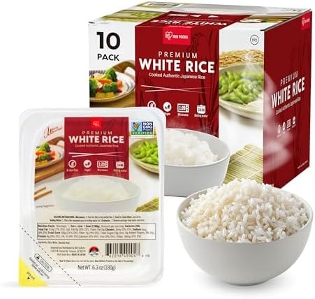IRIS Instant White Rice, 10PK, Japanese Short Grain Vegan, Microwave 80 sec