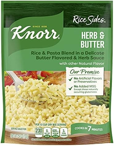 Knorr Rice Sides Herb & Butter Long Grain Rice and Vermicelli Pasta Blend For a Tasty Rice Side Dish 5.4 oz