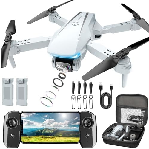 Oddire Drone with Camera - 1080P Drones for Adults Carrying Case, Foldable Drone with Stable Hover, Trajectory Flight, Gravity Control, One Key Take Off/Land, 3D Flip, 2 Batteries