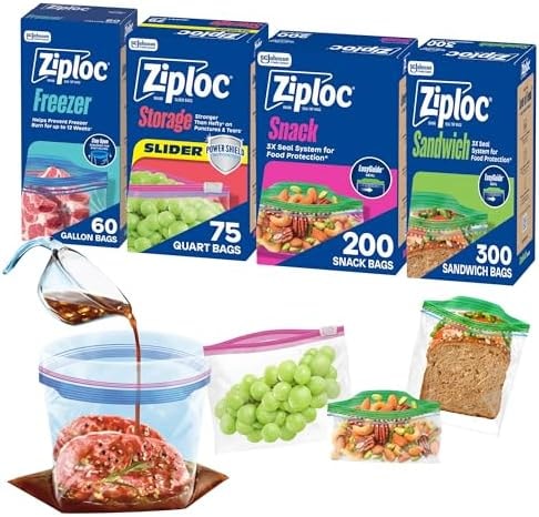 Ziploc Food Storage & Sandwich Bags Variety Pack, 635 Total Bags