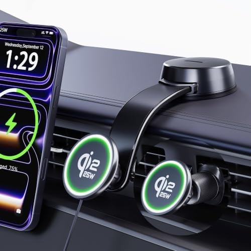 Upgrade for Qi2.2 25W for MagSafe Wireless Car Charger Mount, Space Black