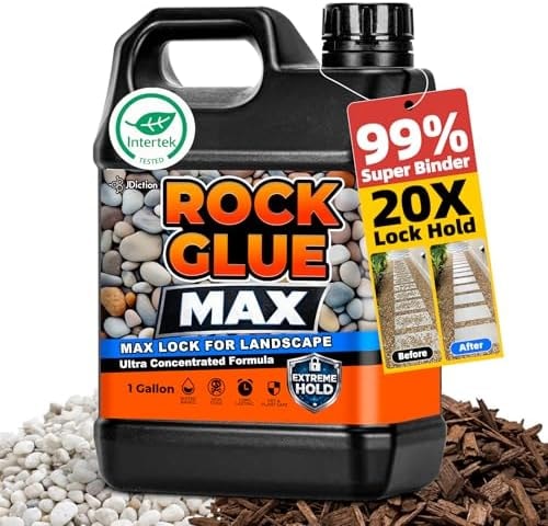 JDicton Rock Glue for Landscaping 1 Gallon - Concentrated Mulch Binder for Landscaping for Pea Gravel, Pebble & Stone, Landscape Glue for Patio & Driveway, 100% Permeable, Pet Safe, Last 2 Years