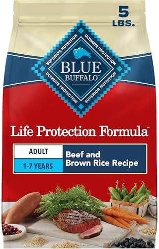 Blue Buffalo Life Protection Formula Beef & Brown Rice Adult Dry Dog Food, Supports Immunity with Antioxidant-Rich LifeSource Bits, Promotes Healthy Muscle Development, Skin & Coat Health, 5 lbs.