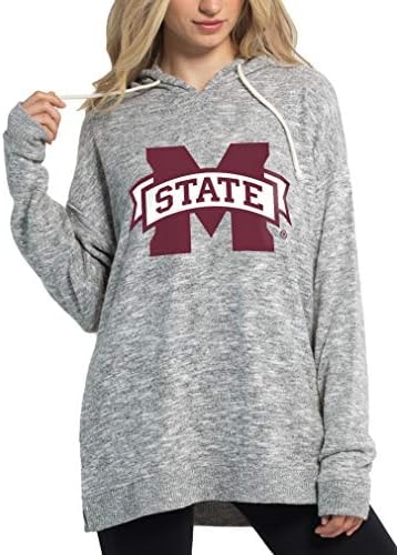 chicka-d NCAA Mississippi State Bulldogs Womens Cozy Fleece Tunic, Heather Grey, Large