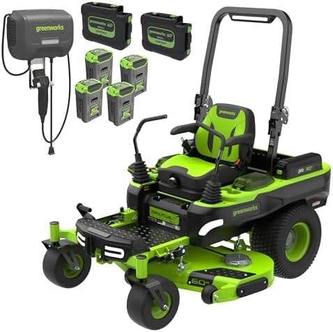 Greenworks 60V 60" MaximusZ Zero Turn Riding Lawn Mower, (2) 20.0Ah + (4) 8.0Ah Batteries and 1.5kW Fast Charger