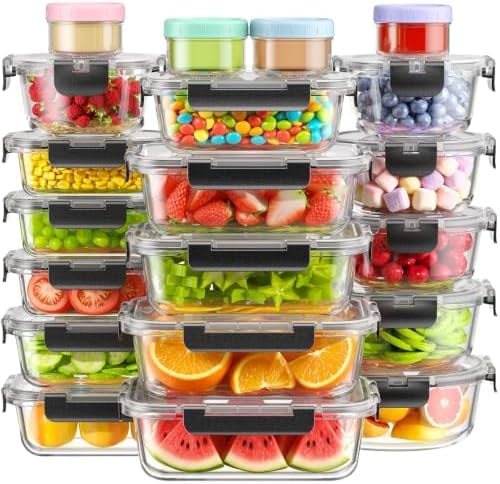 BiuLeon 40 PCS Glass Food Storage Containers with Lids, BPA-Free