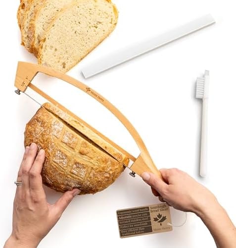 Adjustable Bread Knife for Homemade Bread with 1/2" and 1" Thickness Guides