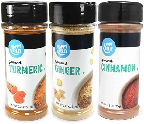 Amazon Brand - Happy Belly Wellness Spices (Cinnamon, Ginger, Turmeric), Set of 3