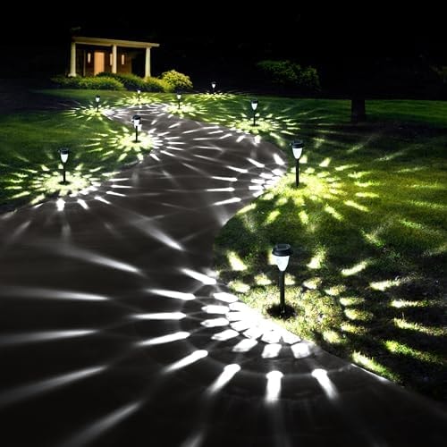 GIGALUMI Solar Lights Outdoor Waterproof Pathway Lights, 12 Pack Cold White