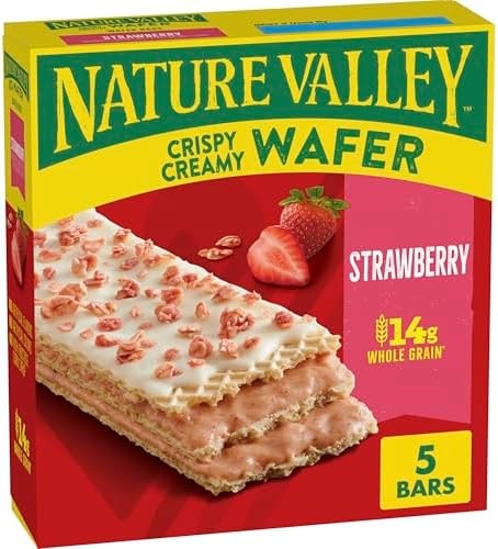 Nature Valley Creamy Wafer Bars, Strawberry, Whole Grain, 5 ct, 6.5 oz