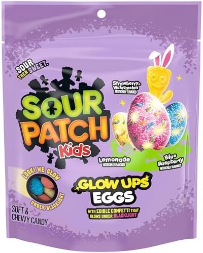 SOUR PATCH KIDS Glow Ups Eggs Soft & Chewy Gummy Easter Candy, 8.4 oz