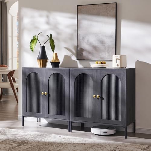 IFGET 61.75" W Modern Arch Sideboard Buffet Cabinet with Storage, Dark Grey