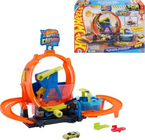 ​Hot Wheels City Mega Loop Car Wash Playset & Color Shifters Vehicle
