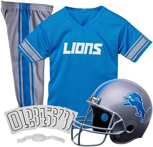 Detroit Lions Youth NFL Team Helmet and Uniform Set - Small (Ages 4-6)