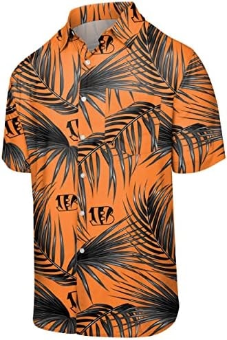 FOCO Cincinnati Bengals NFL Mens Hawaiian Button Up Shirt - S