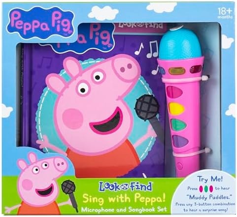 Peppa Pig - Sing with Peppa! Microphone and Look and Find Sound Activity Book Set - PI Kids (Play-A-Song)