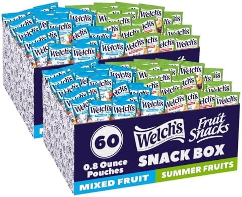 Welch's Fruit Snacks, Mixed Fruit & Summer Fruits Snack Box, Gluten Free, 0.8oz Snack Packs (Pack of 120)