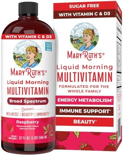 MARYRUTH'S Liquid Morning Multivitamin for Women, Men & Kids, 32 Servings