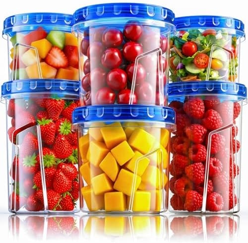 HOMETALL Freezer Storage Containers, [6 Pack- 33/24/17 OZ] Airtight Plastic