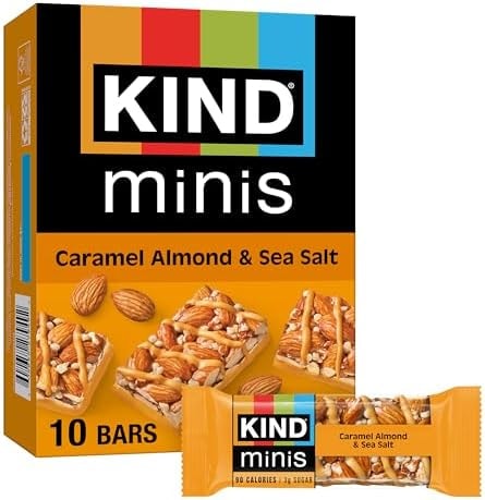 KIND Mini Snack Bars, Caramel Almond & Sea Salt, Gluten Free, Low Sugar, Low Calorie Snacks, 10 Count