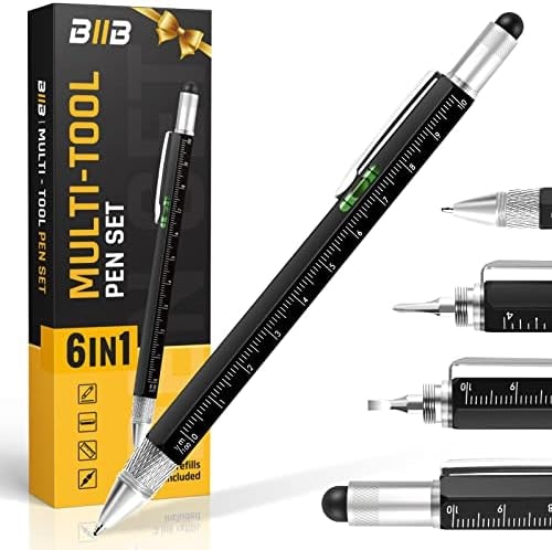 BIIB Gifts for Men 6 in 1 Multitool Pen, Stocking Stuffers for Adults Men