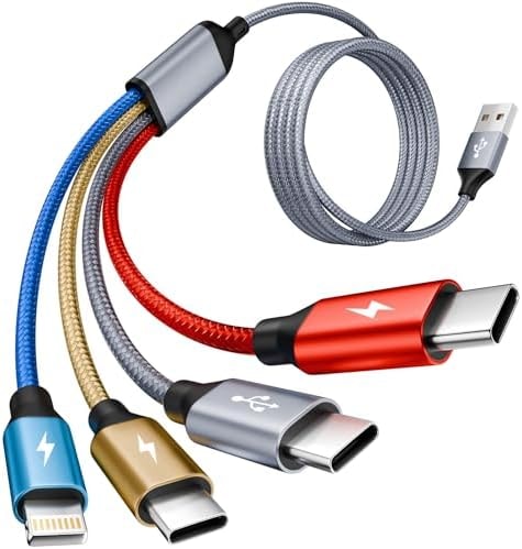 4 in 1 Multi Charging Cable, 1 Pack 5FT Charging Cords for Multiple Devices