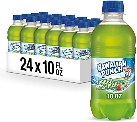 Hawaiian Punch Green Berry Rush Juice Drink, 10 Oz Bottles, 24 Count