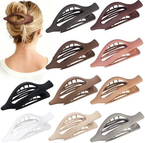 Sisiaipu 10 Pcs Flat Hair Clips for Women French Concord Claw Clips for Thick and Thin Hair Claw Clips Duck Billed Barrettes Hair Accessories for Women and Girls (Basic)
