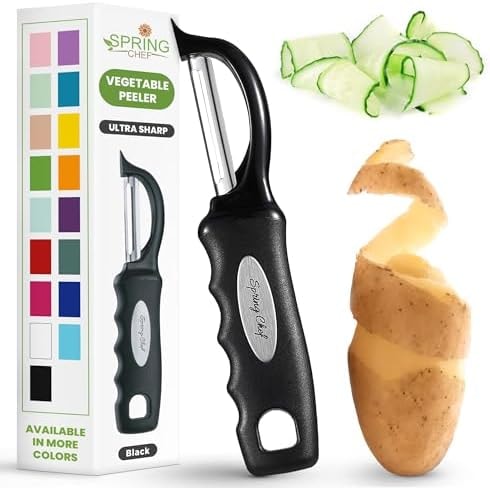 Spring Chef Original Swivel Vegetable Peeler with Soft Grip Handle, Black