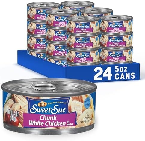 Sweet Sue Canned Chicken Breast with Rib Meat in Water, 5 oz (Pack of 24)
