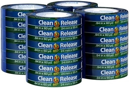 Duck Clean Release Blue Painters Tape, Masking Tape for Paint Projects, 24-Pack, 1 in (0.94 in x 60 yd), 284371